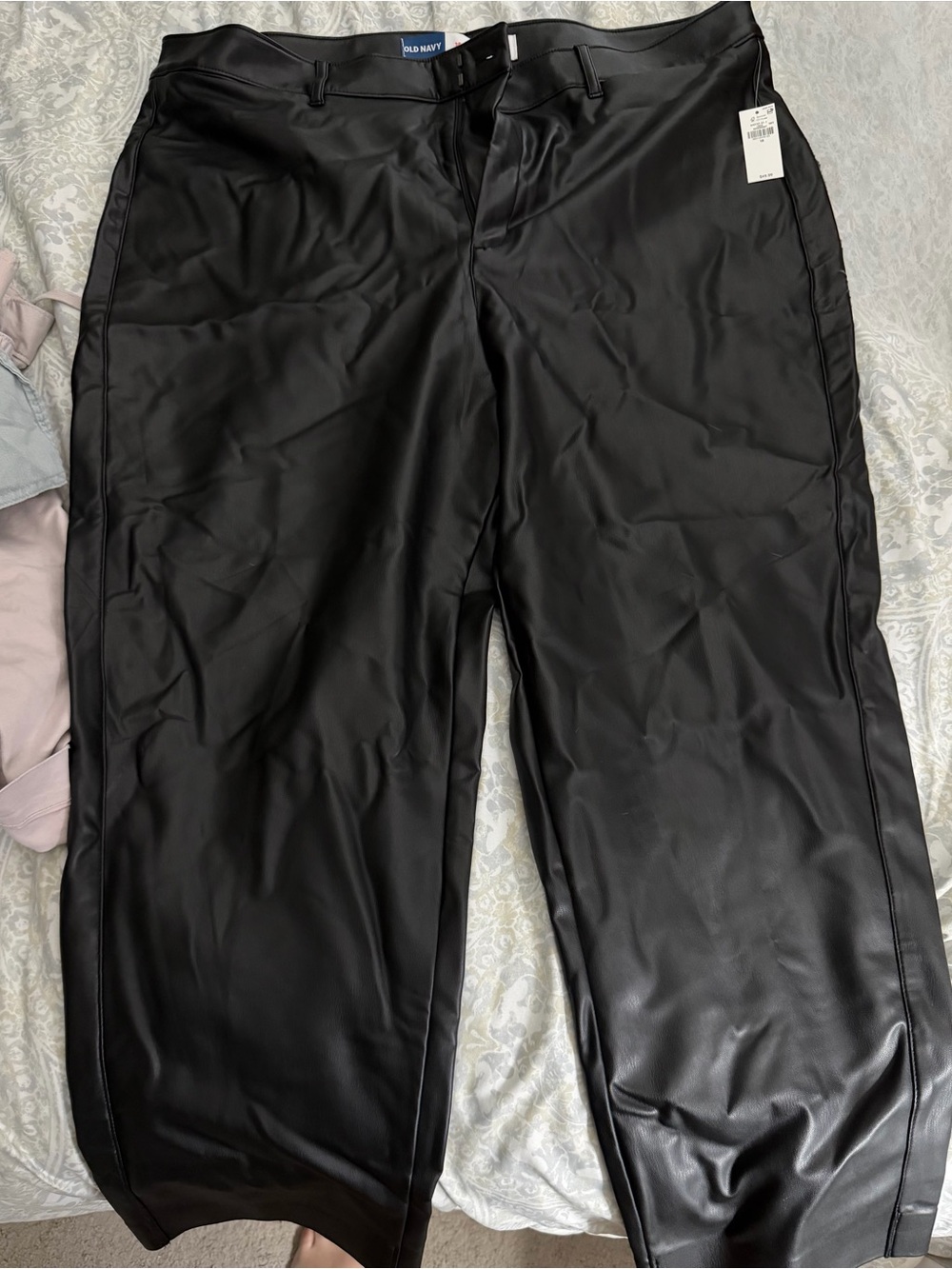 Old Navy Black Faux Leather Pixie Straight Pants
